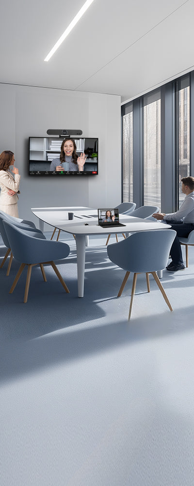 Modern conference room with video bar