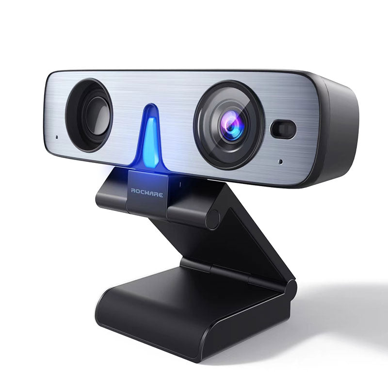 ROCWARE RC08 Webcam de vidéoconférence tout-en-un Full HD 1080p avec haut-parleur et micro